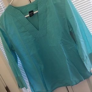 Gap turquoise quarter sleeve blouse